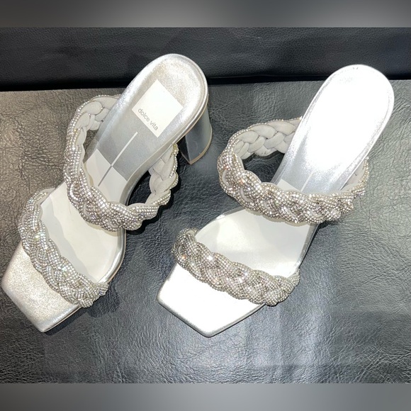 DV by Dolce Vita Silver Braided Heels - Picture 1 of 6